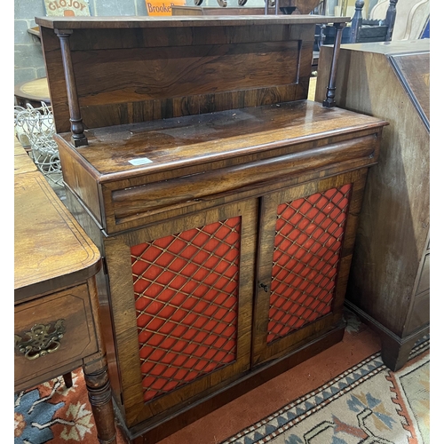 75 - A small Regency rosewood chiffonier, width 83cm, depth 34cm, height 107cm