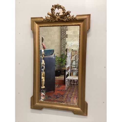 8 - An early 20th century French giltwood and composition wall mirror, width 78cm, height 140cm