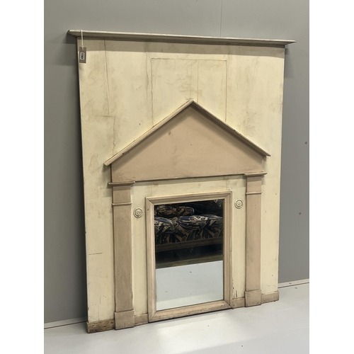 1014 - A late 18th/early 19th century French painted pine wall mirror modelled as an arched doorway, width ... 