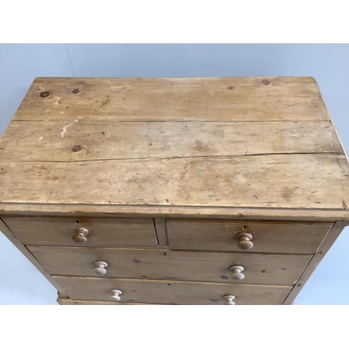 1033 - A small Victorian pine four drawer chest, width 90cm, depth 49cm, height 73cm