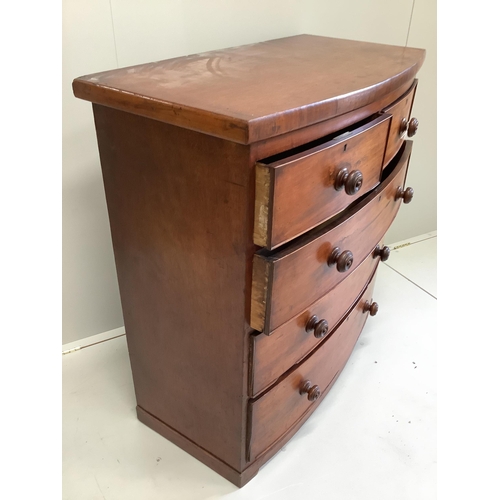 1034 - A Victorian mahogany bowfront chest, width 101cm, depth 50cm, height 106cm