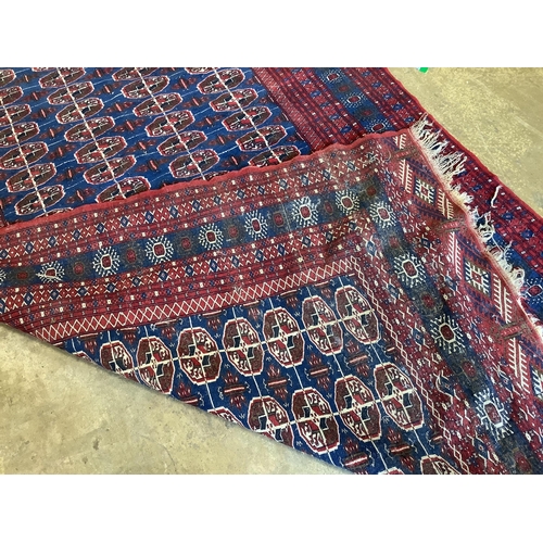 1036 - A Bokhara blue ground rug, 240 x 155cm