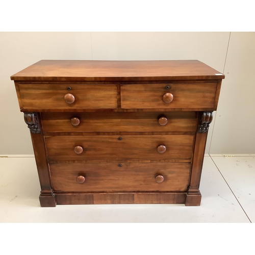 1072 - A Victorian mahogany chest of two short and three long drawers, width 125cm, depth 58cm, height 105c... 