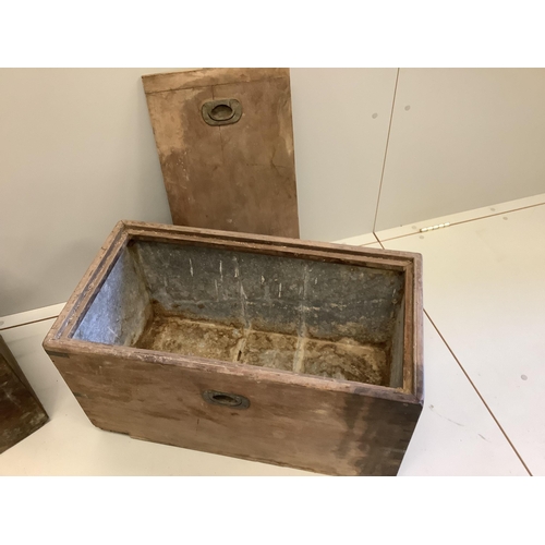 1073 - A pair of lead lined shooting picnic boxes, width 72cm, depth 38cm, height 38cm