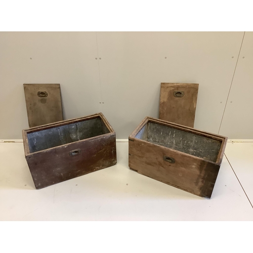 1073 - A pair of lead lined shooting picnic boxes, width 72cm, depth 38cm, height 38cm