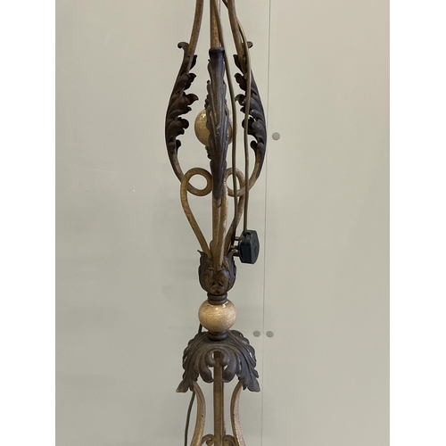 1076 - An early 20th century French wrought iron telescopic standard lamp