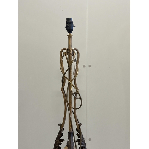 1076 - An early 20th century French wrought iron telescopic standard lamp