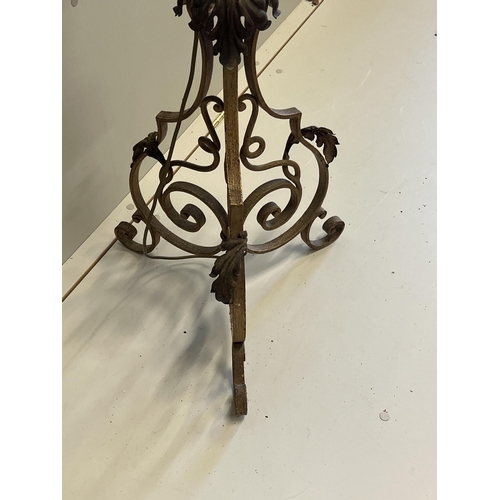 1076 - An early 20th century French wrought iron telescopic standard lamp