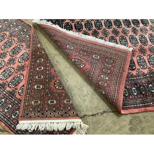 1105 - Two Bokhara peach ground rugs, larger 178 x 124cm