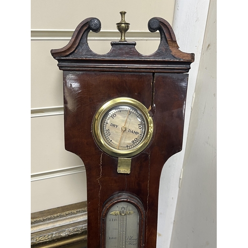 1128 - A Regency mahogany wheel barometer, height 112cm