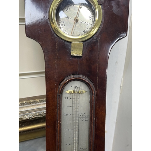 1128 - A Regency mahogany wheel barometer, height 112cm