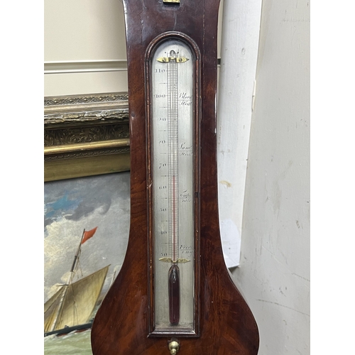 1128 - A Regency mahogany wheel barometer, height 112cm