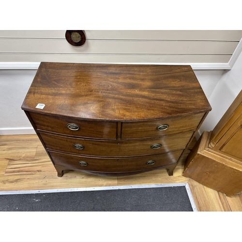 1137 - A Regency mahogany bowfront chest, width 106cm, depth 52cm, height 89cm