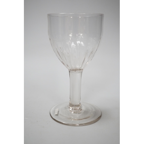 1257 - An English lead crystal flute moulded goblet, c,1740-50, a rare form with the lower half of the roun... 