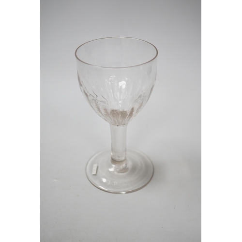 1257 - An English lead crystal flute moulded goblet, c,1740-50, a rare form with the lower half of the roun... 