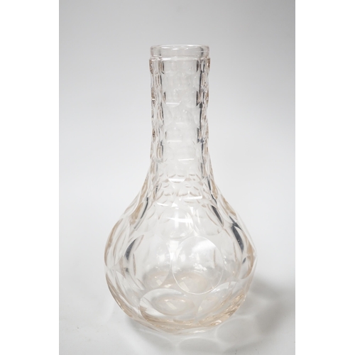 1274 - An English lead crystal shaft and globe carafe, decorated throughout with cut roundels or printies, ... 