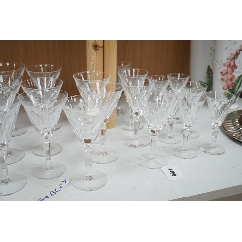 1295 - Waterford Sheila pattern; six wine goblets, six flutes, six claret, four small wine and six aperit... 