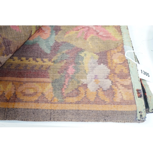 1305 - An early 20th century woven multi coloured plush floral piano or table cover