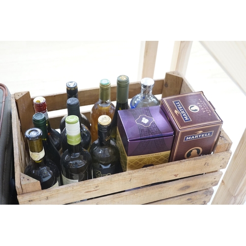 1311 - A crate of wine and spirits including Absolut Vodka