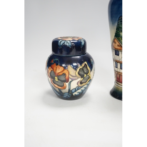 1326 - A Moorcroft Pansy ginger jar by Sally Guy, limited edition 18/100 and a Moorcroft Thaxted limited ... 