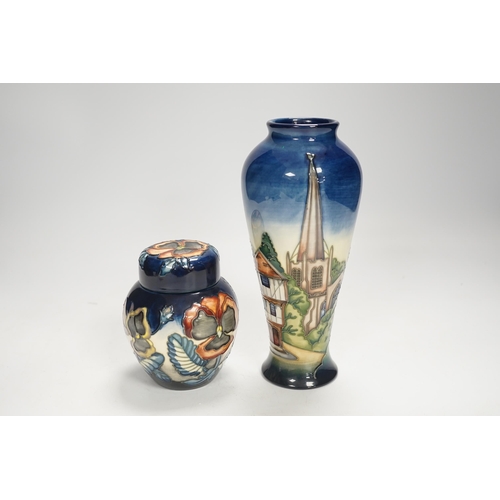 1326 - A Moorcroft Pansy ginger jar by Sally Guy, limited edition 18/100 and a Moorcroft Thaxted limited ... 