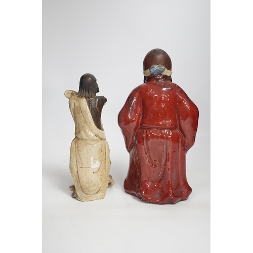 1331 - Two Chinese Shiwan pottery figures, largest 27cm high