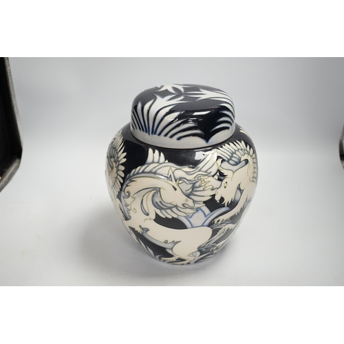 1338 - A large Moorcroft Dance of the Griffin jar and cover, limited edition no 11/100. Designed by Vicky... 