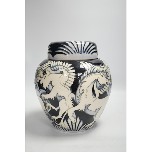 1338 - A large Moorcroft Dance of the Griffin jar and cover, limited edition no 11/100. Designed by Vicky... 