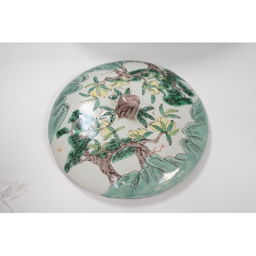 1341 - A Chinese enamelled porcelain squat bowl and cover, 20cm high including cover