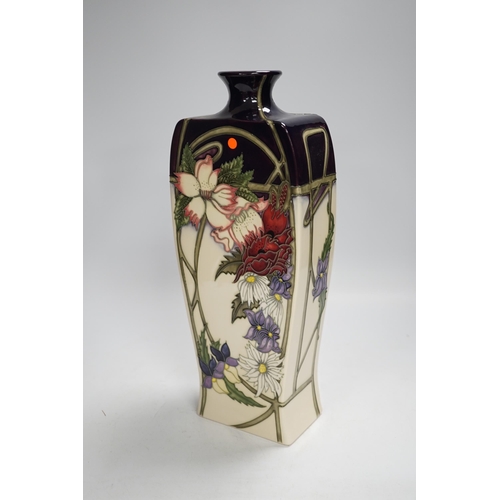 1358 - A Moorcroft Ophelias Flowers slab shaped vase designed by Vicky Lovatt, 31cm high