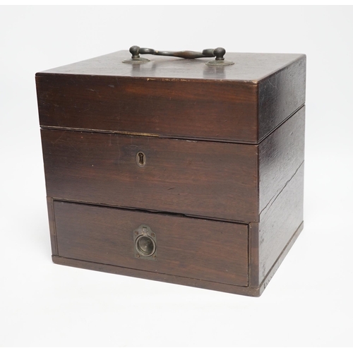 1373 - A 19th century mahogany apothecary box and contents, some bottles including Brighton labels, 23cm hi... 