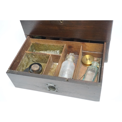 1373 - A 19th century mahogany apothecary box and contents, some bottles including Brighton labels, 23cm hi... 