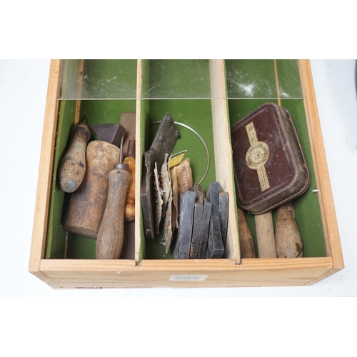 1374 - An assorted collection of  used 20th century horticultural, shoe making and cooking tools,