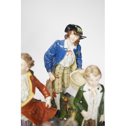 1383 - Eight Continental porcelain figures, 19th/20th century, tallest 24cm high