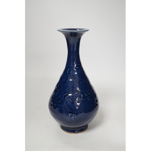 1384 - A Chinese blue monochrome vase, 24cm high