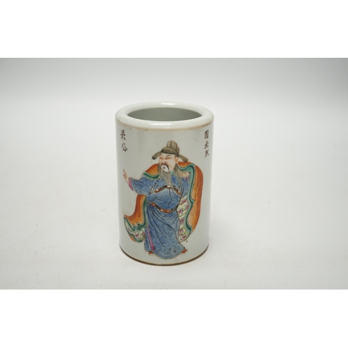 1398 - A Chinese famille rose brush pot, 12cm