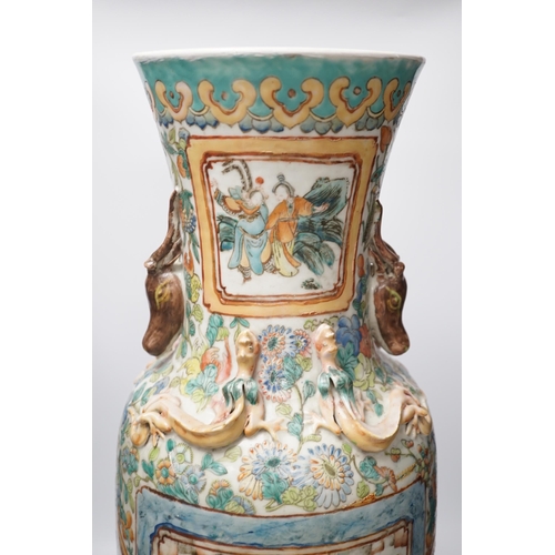 1427 - A large 19th century Chinese enamelled porcelain vase, 62cm (a.f)