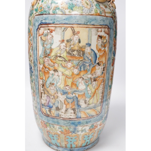 1427 - A large 19th century Chinese enamelled porcelain vase, 62cm (a.f)