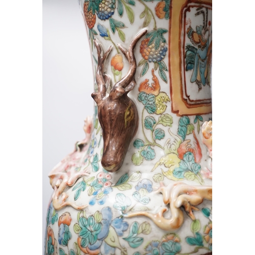 1427 - A large 19th century Chinese enamelled porcelain vase, 62cm (a.f)