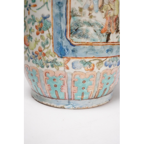 1427 - A large 19th century Chinese enamelled porcelain vase, 62cm (a.f)