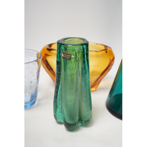 1428 - Four Whitefriars glass vases, tallest 40cm