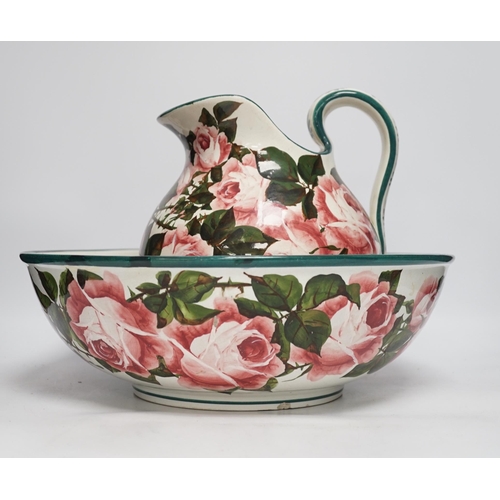 1432 - A Wemyss wash jug and basin, decorated with Scottish roses, basin 39.5cm diameter