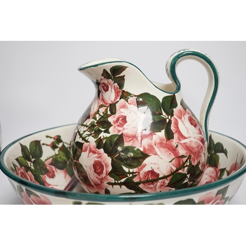 1432 - A Wemyss wash jug and basin, decorated with Scottish roses, basin 39.5cm diameter