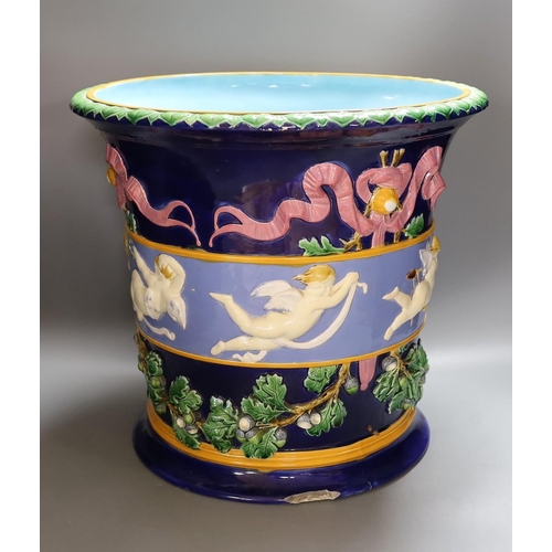 1438 - A large Minton majolica neoclassical jardiniere, late 19th century, 37cm tall