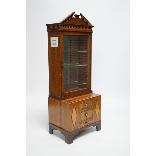 1441 - A Regency style miniature inlaid mahogany bookcase, 44cm