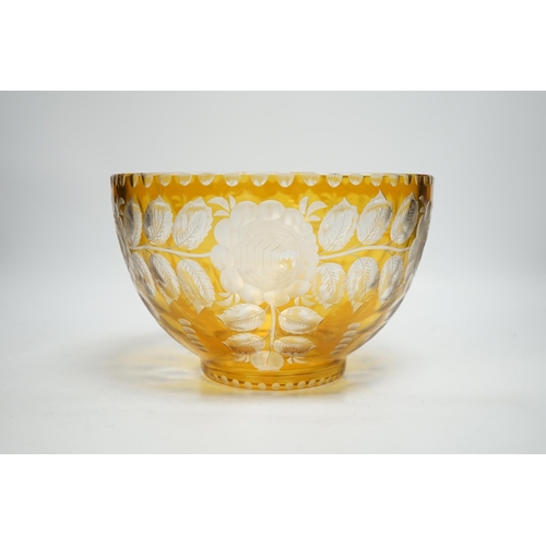 1442 - A Bohemian yellow overlaid glass bowl, 24cm diameter