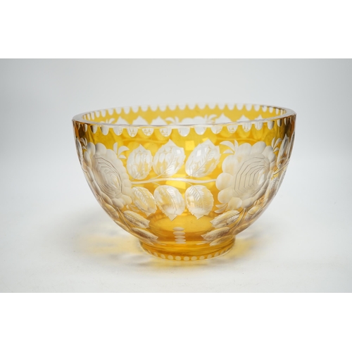 1442 - A Bohemian yellow overlaid glass bowl, 24cm diameter