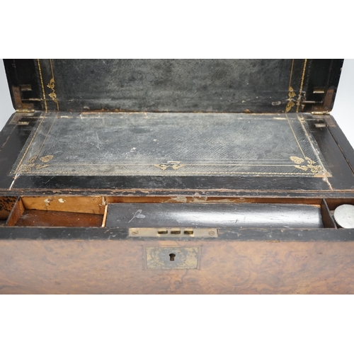 1444 - A 19th century walnut writing slope, 45cm wide