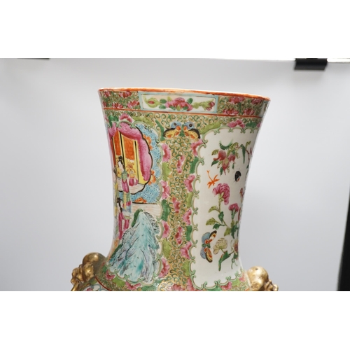 1445 - A large Chinese famille rose vase, 19th century, 62.5cm (a.f.)