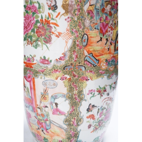 1445 - A large Chinese famille rose vase, 19th century, 62.5cm (a.f.)